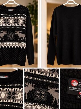 Canada Weatherwear Black/Gray Crewneck Sweater - Moose Fair Isle